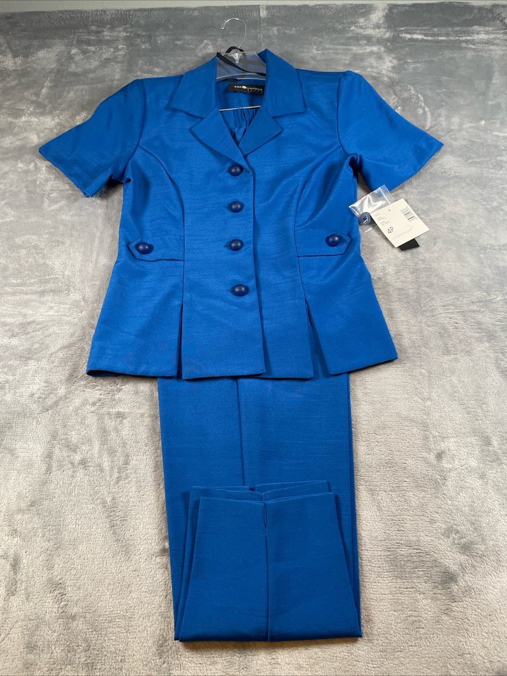 Sag Harbor Petite 2 Piece Suit Royal Blue Open Jacket Size 4P New Tags Read
